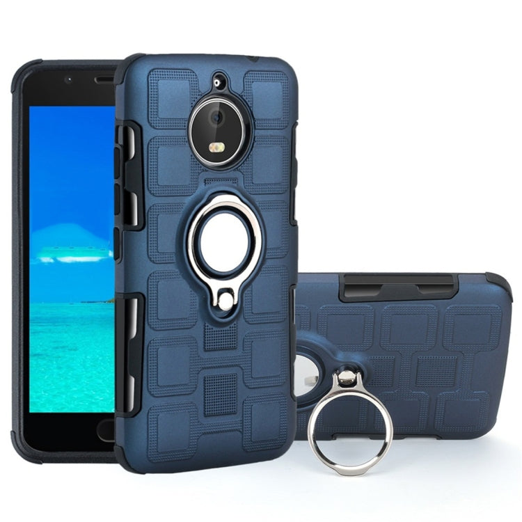 For Motorola Moto E4 Plus EU Version 2 In 1 Cube PC + TPU Protective Case with 360 Degrees Rotate Silver Ring Holder