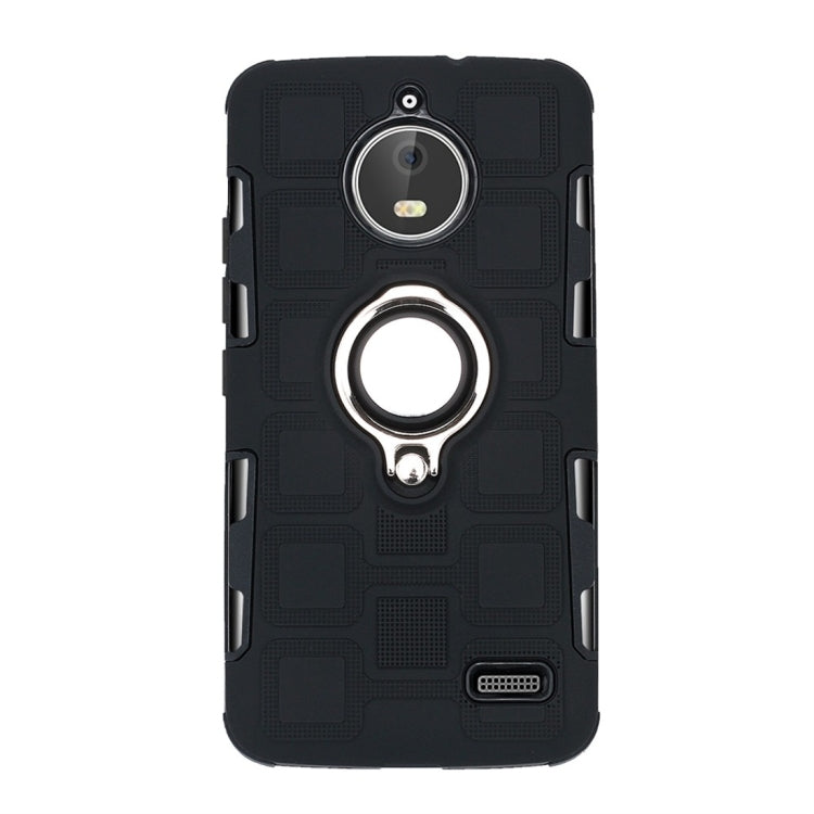 For Motorola Moto E4 EU Version 2 In 1 Cube PC + TPU Protective Case with 360 Degrees Rotate Silver Ring Holder