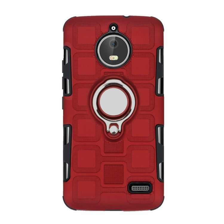 For Motorola Moto E4 EU Version 2 In 1 Cube PC + TPU Protective Case with 360 Degrees Rotate Silver Ring Holder