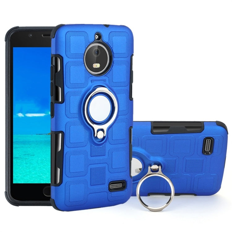 For Motorola Moto E4 EU Version 2 In 1 Cube PC + TPU Protective Case with 360 Degrees Rotate Silver Ring Holder