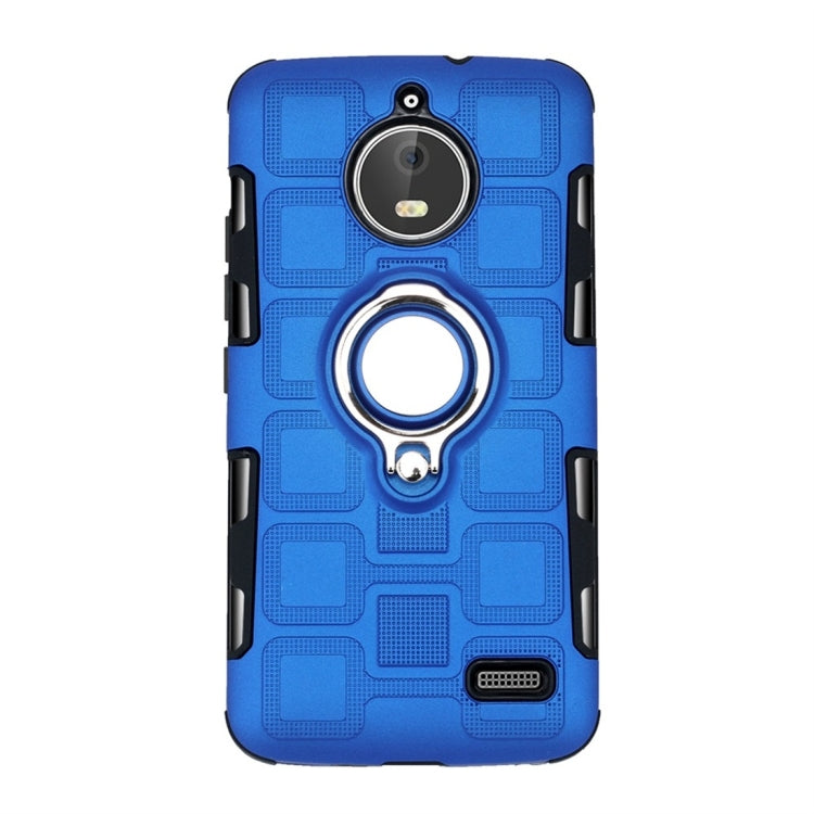 For Motorola Moto E4 EU Version 2 In 1 Cube PC + TPU Protective Case with 360 Degrees Rotate Silver Ring Holder