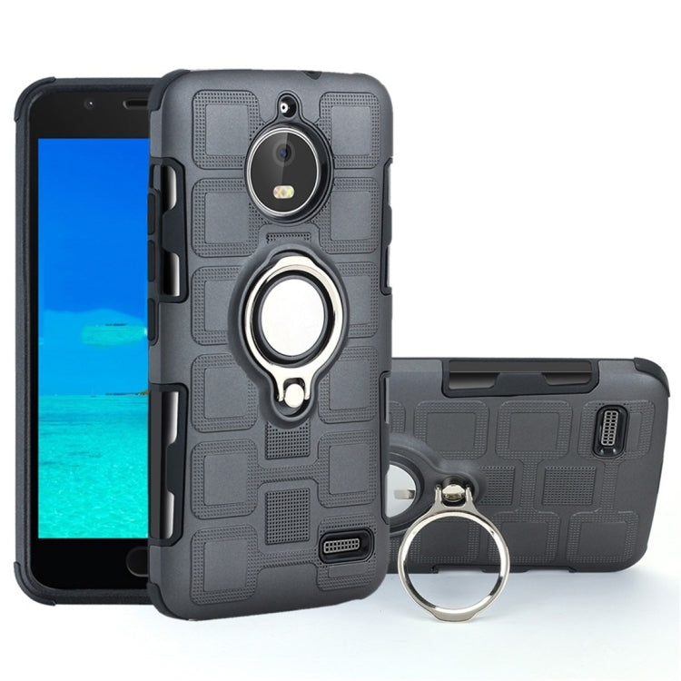 For Motorola Moto E4 EU Version 2 In 1 Cube PC + TPU Protective Case with 360 Degrees Rotate Silver Ring Holder