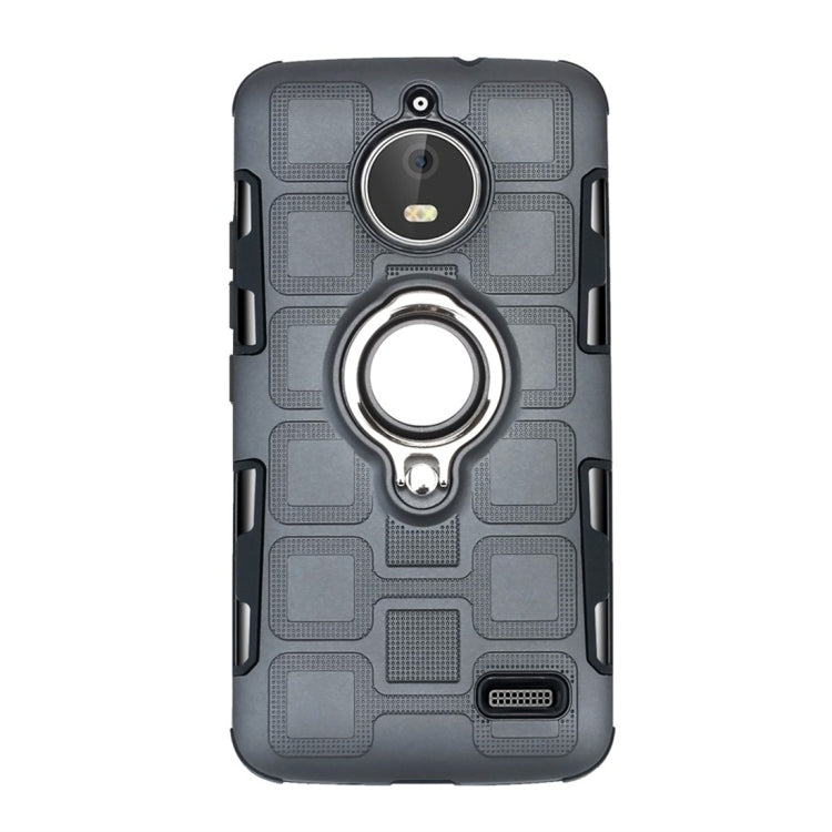 For Motorola Moto E4 EU Version 2 In 1 Cube PC + TPU Protective Case with 360 Degrees Rotate Silver Ring Holder