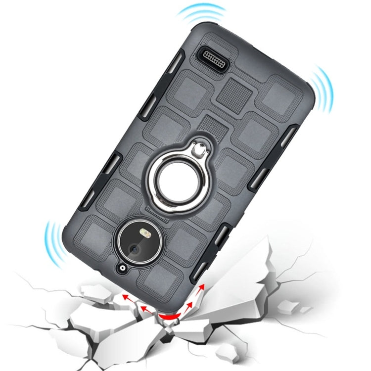 For Motorola Moto E4 EU Version 2 In 1 Cube PC + TPU Protective Case with 360 Degrees Rotate Silver Ring Holder