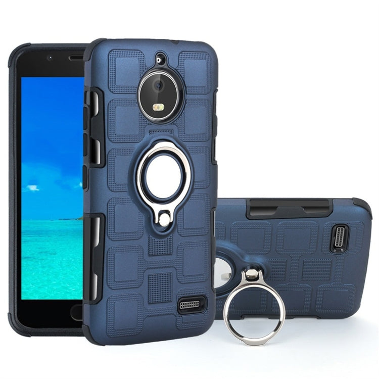 For Motorola Moto E4 EU Version 2 In 1 Cube PC + TPU Protective Case with 360 Degrees Rotate Silver Ring Holder