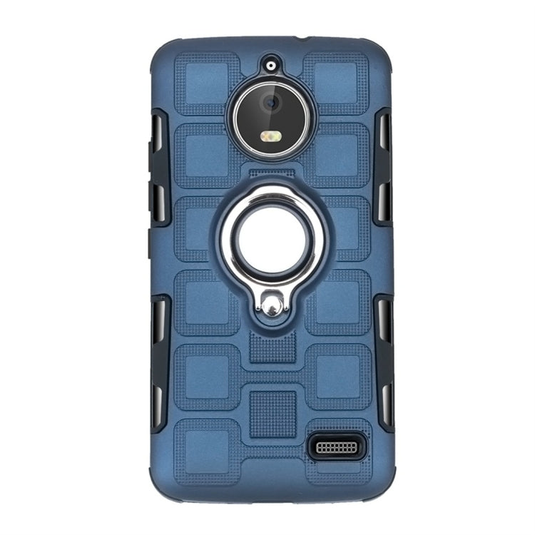 For Motorola Moto E4 EU Version 2 In 1 Cube PC + TPU Protective Case with 360 Degrees Rotate Silver Ring Holder