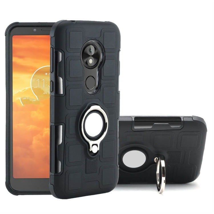 For Motorola Moto E5 Play Go 2 In 1 Cube PC + TPU Protective Case with 360 Degrees Rotate Silver Ring Holder