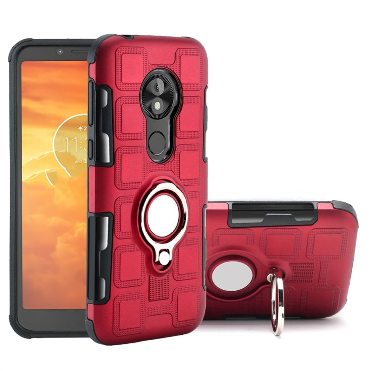 For Motorola Moto E5 Play Go 2 In 1 Cube PC + TPU Protective Case with 360 Degrees Rotate Silver Ring Holder