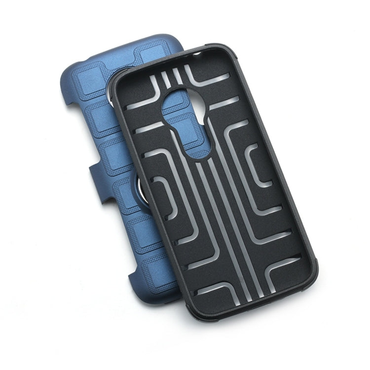 For Motorola Moto E5 Play Go 2 In 1 Cube PC + TPU Protective Case with 360 Degrees Rotate Silver Ring Holder