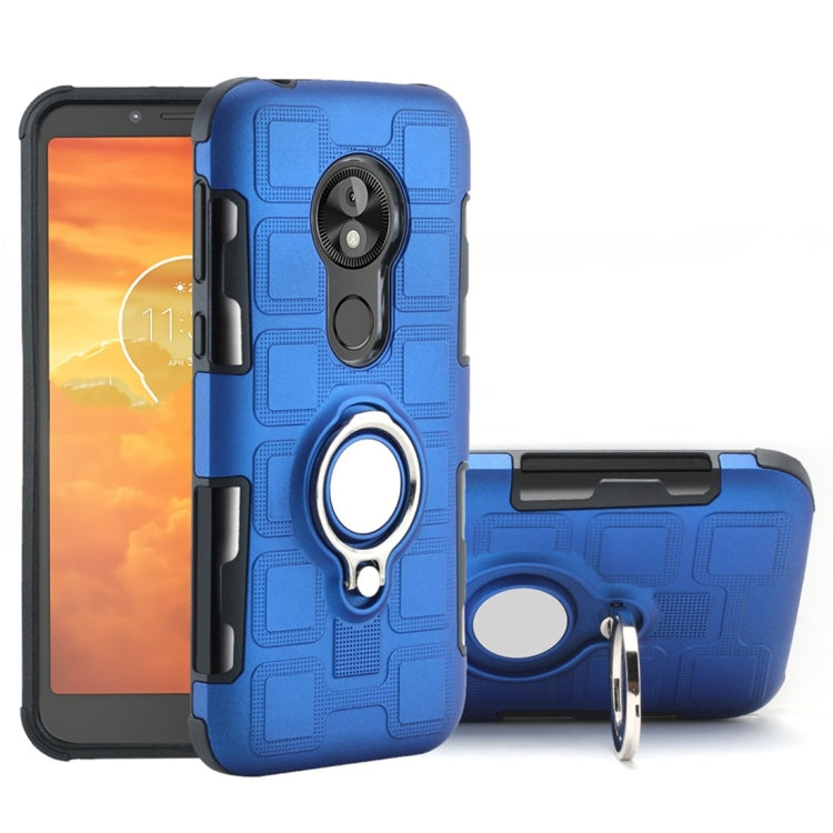 For Motorola Moto E5 Play Go 2 In 1 Cube PC + TPU Protective Case with 360 Degrees Rotate Silver Ring Holder