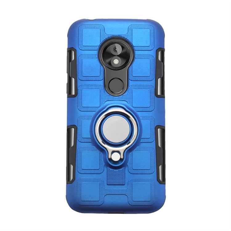 For Motorola Moto E5 Play Go 2 In 1 Cube PC + TPU Protective Case with 360 Degrees Rotate Silver Ring Holder
