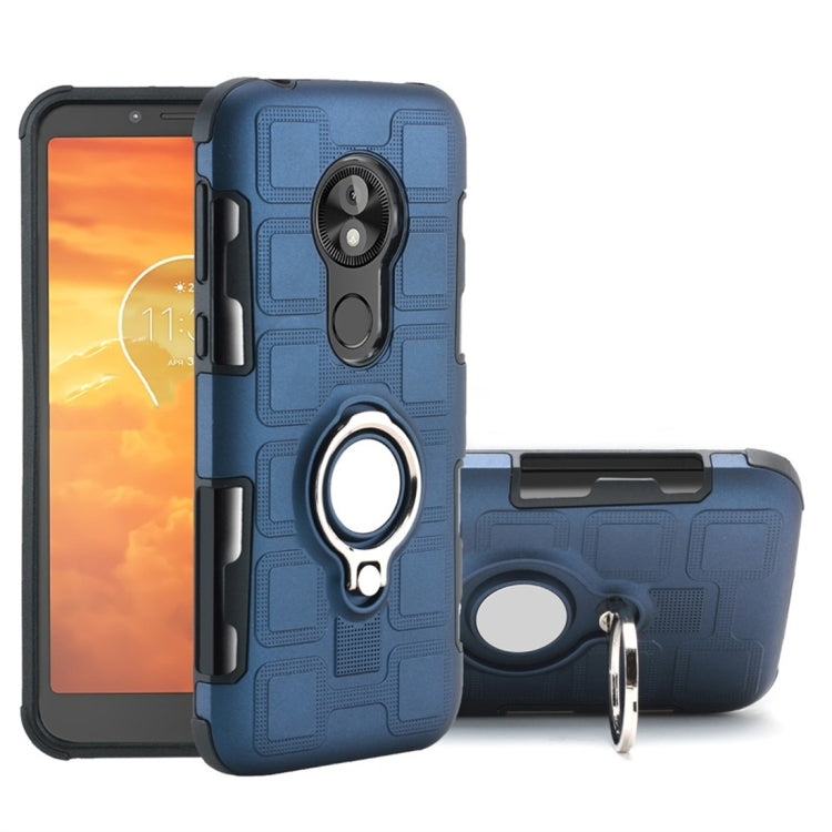For Motorola Moto E5 Play Go 2 In 1 Cube PC + TPU Protective Case with 360 Degrees Rotate Silver Ring Holder