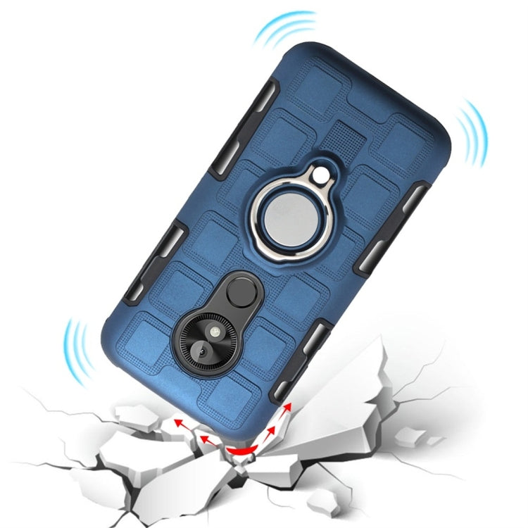 For Motorola Moto E5 Play Go 2 In 1 Cube PC + TPU Protective Case with 360 Degrees Rotate Silver Ring Holder
