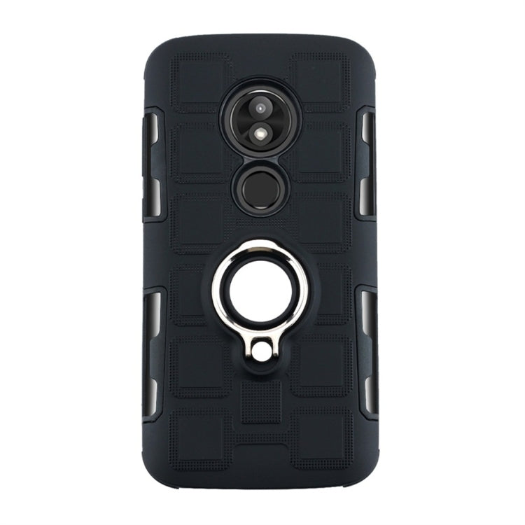 For Motorola Moto E5 Play 2 In 1 Cube PC + TPU Protective Case with 360 Degrees Rotate Silver Ring Holder