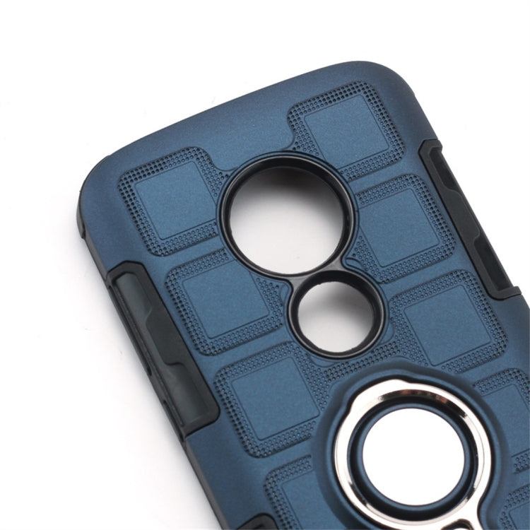 For Motorola Moto E5 Play 2 In 1 Cube PC + TPU Protective Case with 360 Degrees Rotate Silver Ring Holder