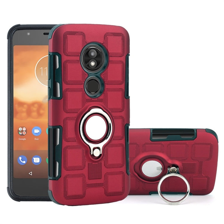 For Motorola Moto E5 Play 2 In 1 Cube PC + TPU Protective Case with 360 Degrees Rotate Silver Ring Holder