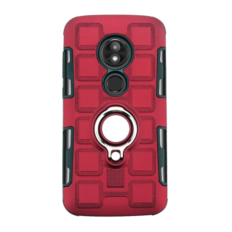 For Motorola Moto E5 Play 2 In 1 Cube PC + TPU Protective Case with 360 Degrees Rotate Silver Ring Holder
