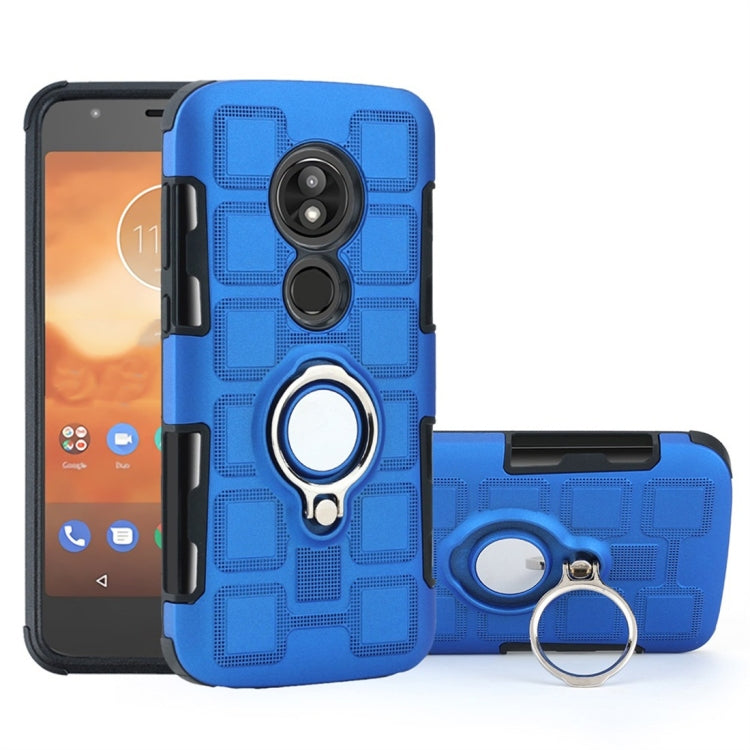 For Motorola Moto E5 Play 2 In 1 Cube PC + TPU Protective Case with 360 Degrees Rotate Silver Ring Holder