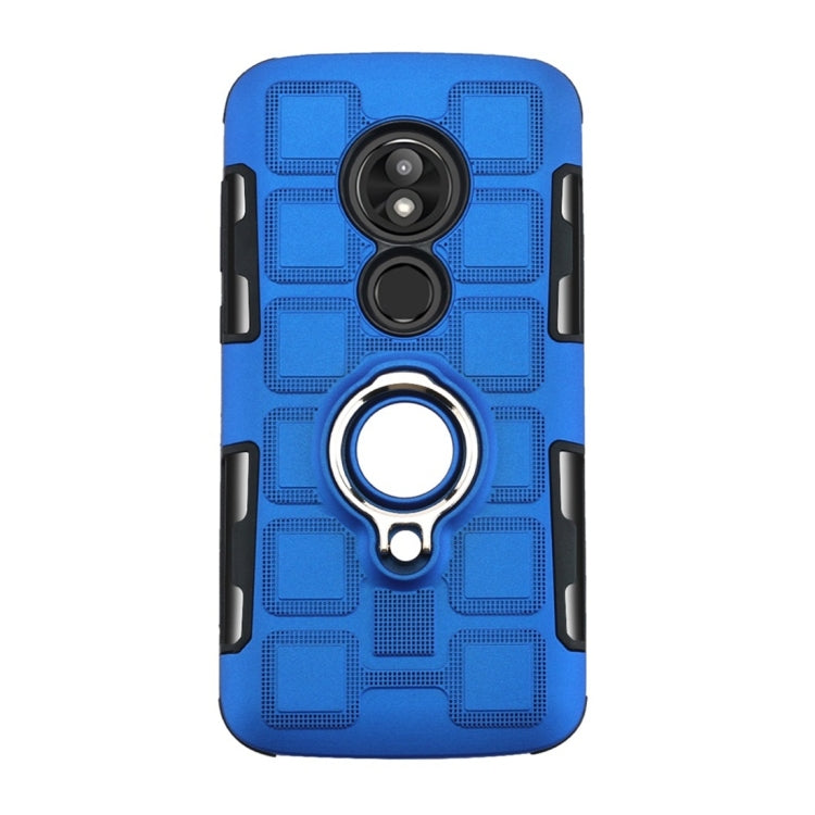 For Motorola Moto E5 Play 2 In 1 Cube PC + TPU Protective Case with 360 Degrees Rotate Silver Ring Holder
