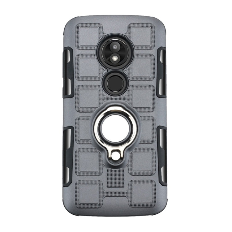 For Motorola Moto E5 Play 2 In 1 Cube PC + TPU Protective Case with 360 Degrees Rotate Silver Ring Holder