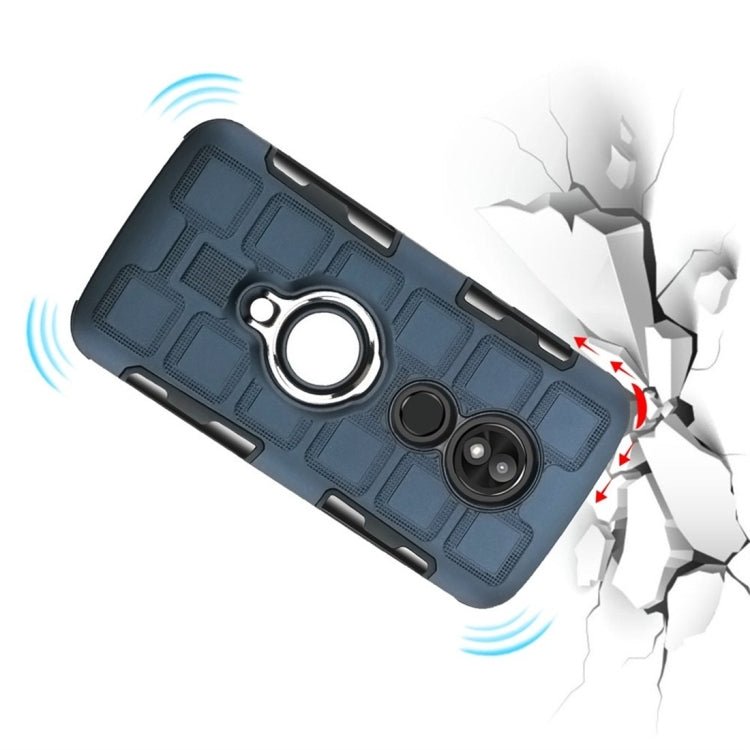 For Motorola Moto E5 Play 2 In 1 Cube PC + TPU Protective Case with 360 Degrees Rotate Silver Ring Holder