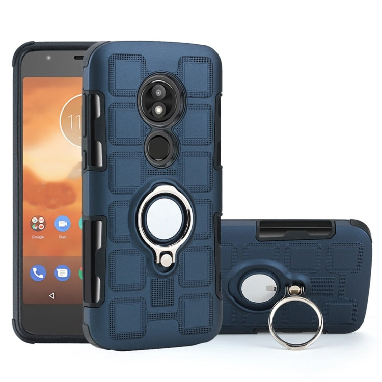 For Motorola Moto E5 Play 2 In 1 Cube PC + TPU Protective Case with 360 Degrees Rotate Silver Ring Holder