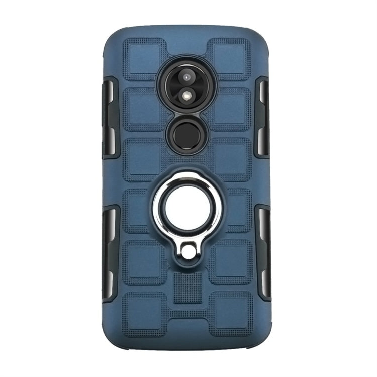 For Motorola Moto E5 Play 2 In 1 Cube PC + TPU Protective Case with 360 Degrees Rotate Silver Ring Holder