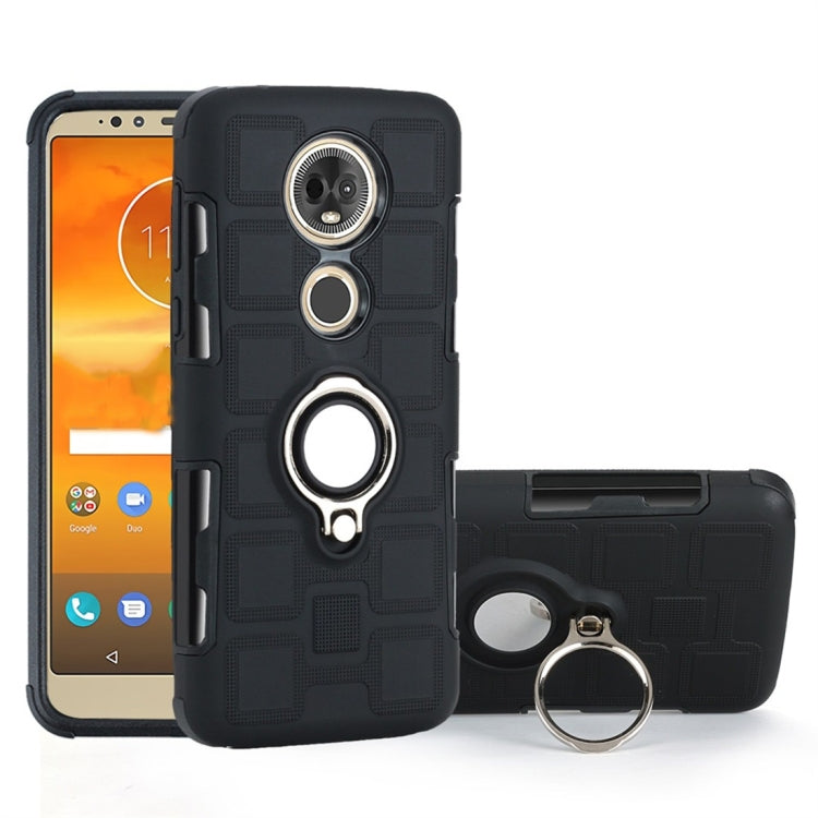 For Motorola Moto E5 Plus US Version 2 In 1 Cube PC + TPU Protective Case with 360 Degrees Rotate Silver Ring Holder