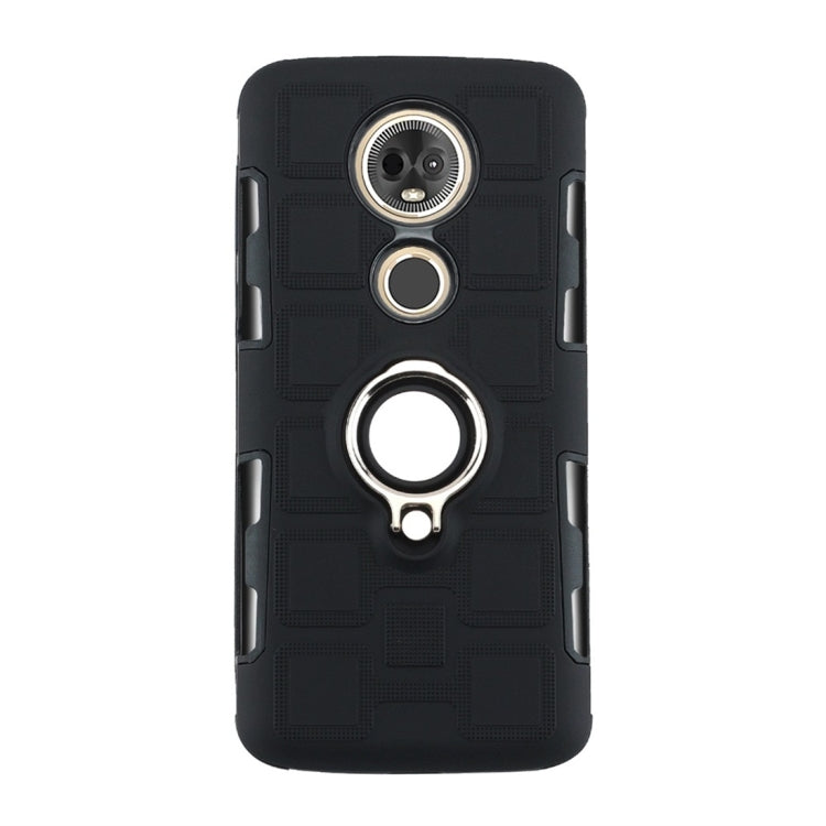 For Motorola Moto E5 Plus US Version 2 In 1 Cube PC + TPU Protective Case with 360 Degrees Rotate Silver Ring Holder