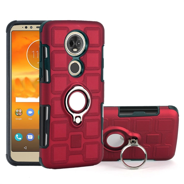 For Motorola Moto E5 Plus US Version 2 In 1 Cube PC + TPU Protective Case with 360 Degrees Rotate Silver Ring Holder