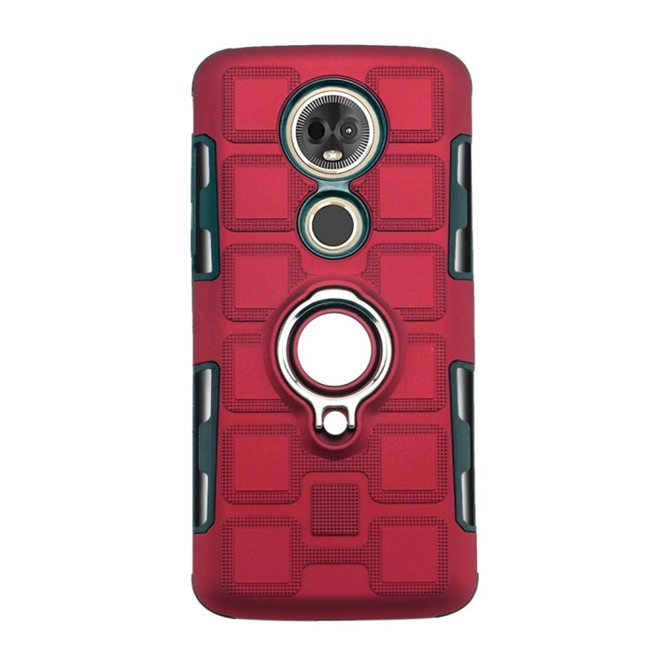 For Motorola Moto E5 Plus US Version 2 In 1 Cube PC + TPU Protective Case with 360 Degrees Rotate Silver Ring Holder