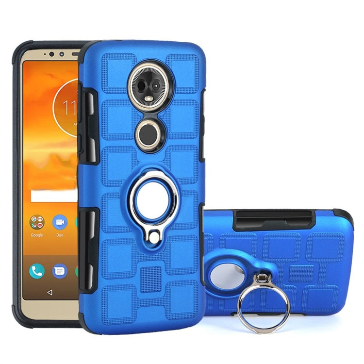 For Motorola Moto E5 Plus US Version 2 In 1 Cube PC + TPU Protective Case with 360 Degrees Rotate Silver Ring Holder