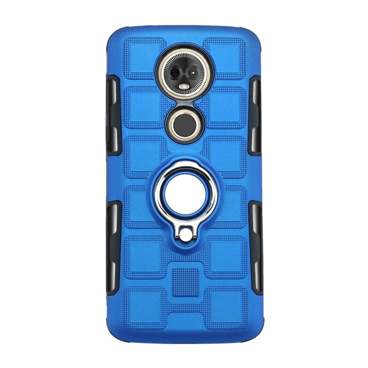 For Motorola Moto E5 Plus US Version 2 In 1 Cube PC + TPU Protective Case with 360 Degrees Rotate Silver Ring Holder