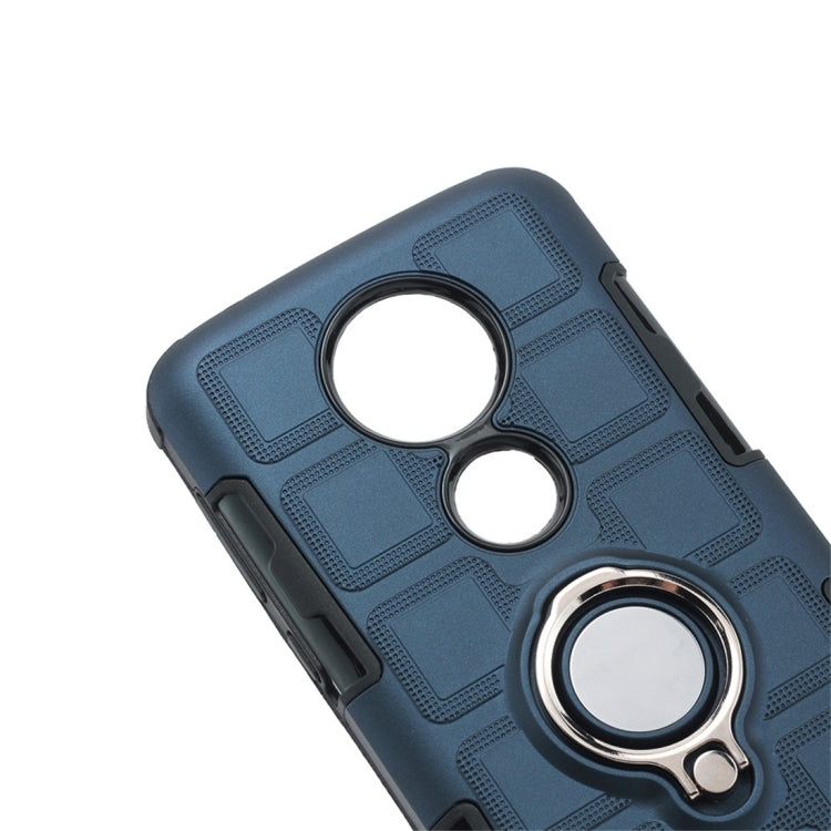For Motorola Moto E5 Plus US Version 2 In 1 Cube PC + TPU Protective Case with 360 Degrees Rotate Silver Ring Holder