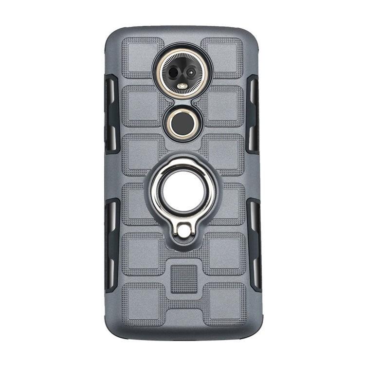 For Motorola Moto E5 Plus US Version 2 In 1 Cube PC + TPU Protective Case with 360 Degrees Rotate Silver Ring Holder