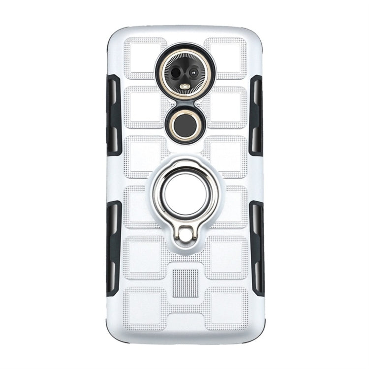For Motorola Moto E5 Plus US Version 2 In 1 Cube PC + TPU Protective Case with 360 Degrees Rotate Silver Ring Holder