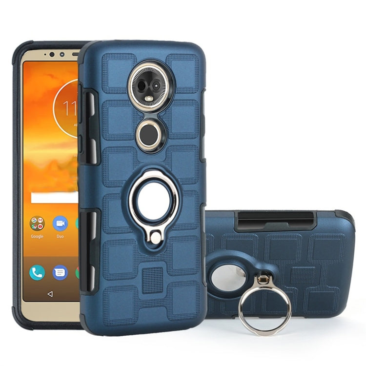 For Motorola Moto E5 Plus US Version 2 In 1 Cube PC + TPU Protective Case with 360 Degrees Rotate Silver Ring Holder