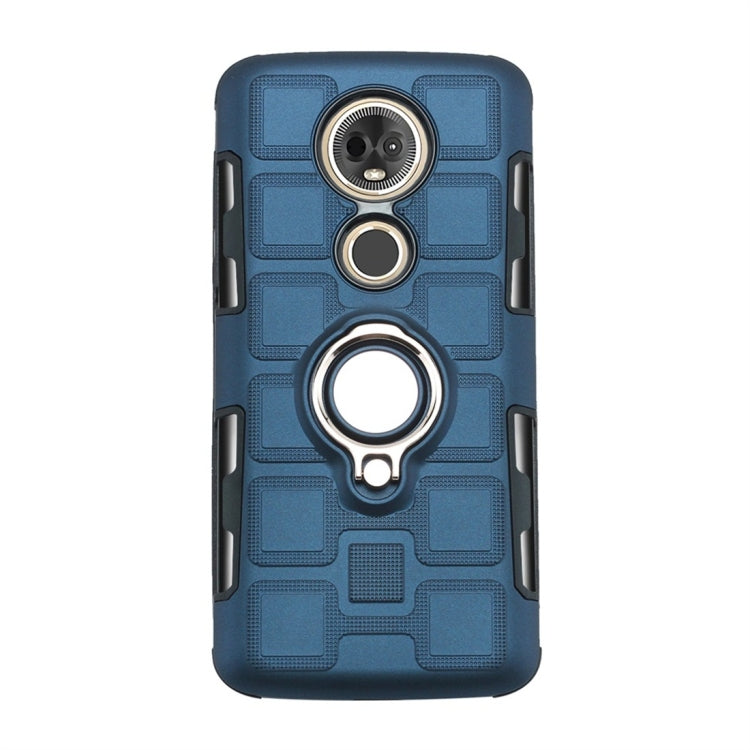 For Motorola Moto E5 Plus US Version 2 In 1 Cube PC + TPU Protective Case with 360 Degrees Rotate Silver Ring Holder