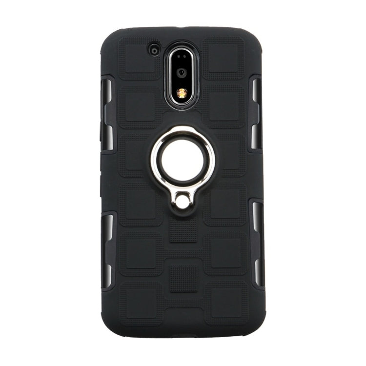 For Motorola Moto G4 Plus 2 In 1 Cube PC + TPU Protective Case with 360 Degrees Rotate Silver Ring Holder