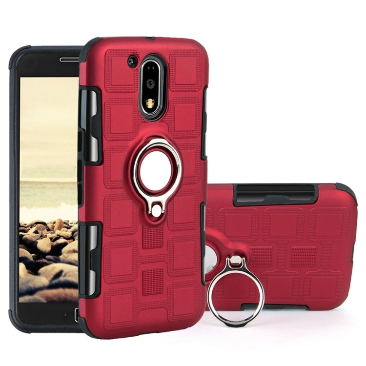 For Motorola Moto G4 Plus 2 In 1 Cube PC + TPU Protective Case with 360 Degrees Rotate Silver Ring Holder