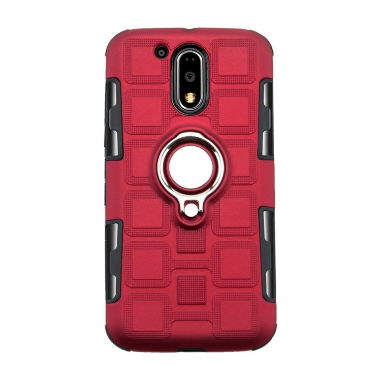 For Motorola Moto G4 Plus 2 In 1 Cube PC + TPU Protective Case with 360 Degrees Rotate Silver Ring Holder