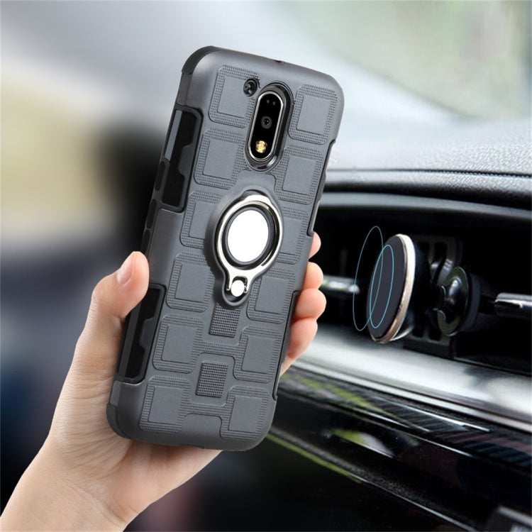 For Motorola Moto G4 Plus 2 In 1 Cube PC + TPU Protective Case with 360 Degrees Rotate Silver Ring Holder