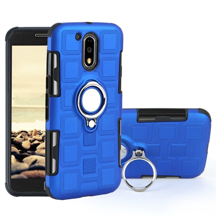 For Motorola Moto G4 Plus 2 In 1 Cube PC + TPU Protective Case with 360 Degrees Rotate Silver Ring Holder