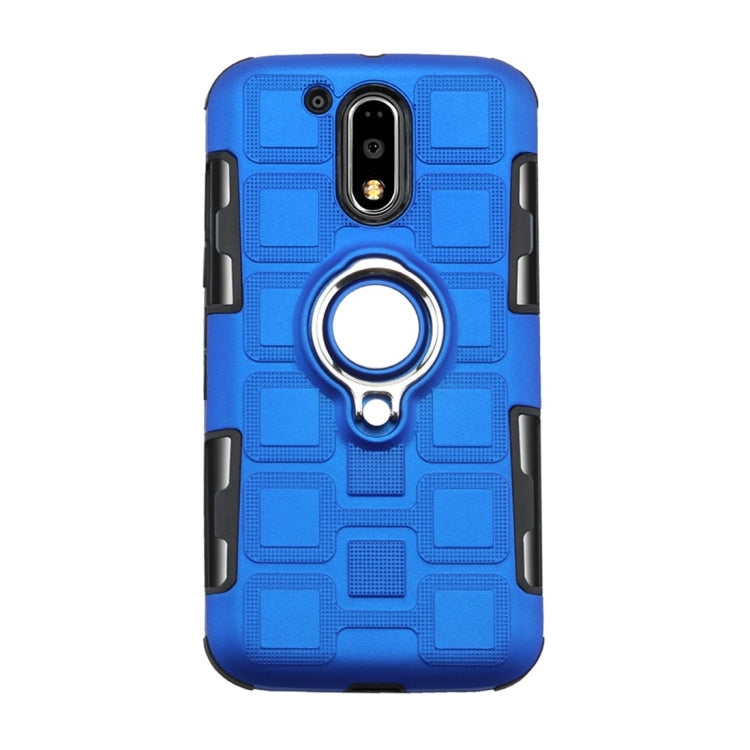For Motorola Moto G4 Plus 2 In 1 Cube PC + TPU Protective Case with 360 Degrees Rotate Silver Ring Holder