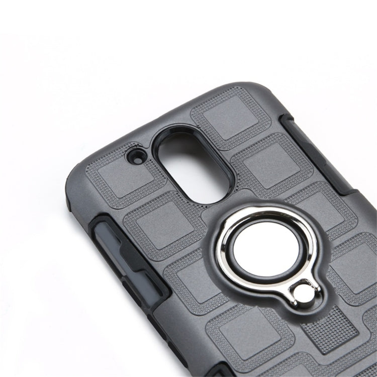For Motorola Moto G4 Plus 2 In 1 Cube PC + TPU Protective Case with 360 Degrees Rotate Silver Ring Holder