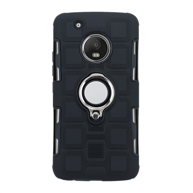 For Motorola Moto G5 Plus 2 In 1 Cube PC + TPU Protective Case with 360 Degrees Rotate Silver Ring Holder
