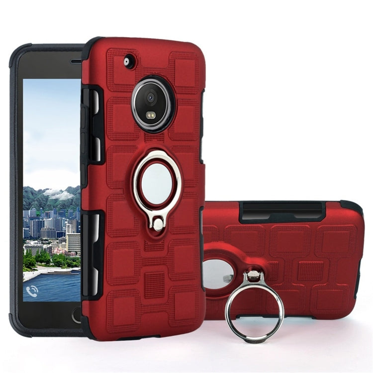 For Motorola Moto G5 Plus 2 In 1 Cube PC + TPU Protective Case with 360 Degrees Rotate Silver Ring Holder