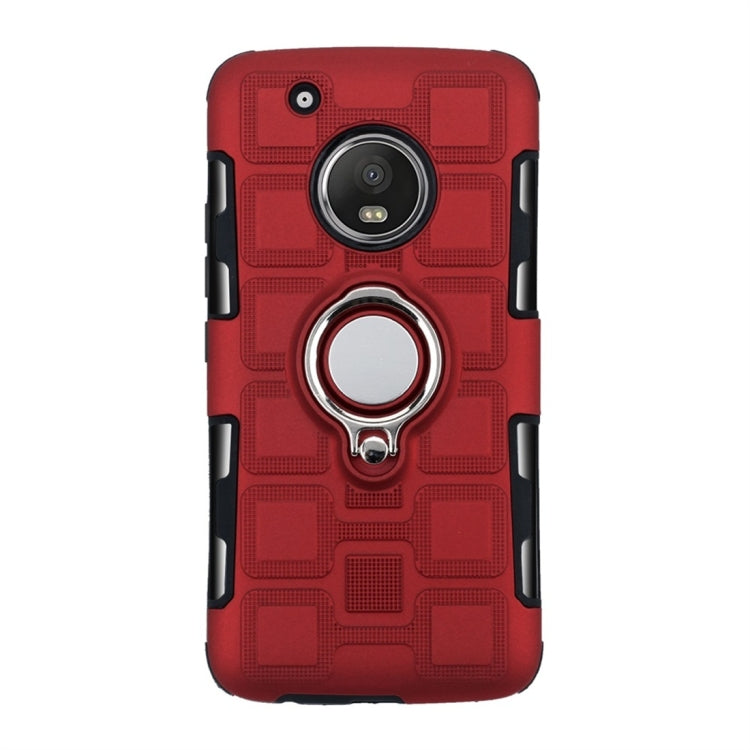 For Motorola Moto G5 Plus 2 In 1 Cube PC + TPU Protective Case with 360 Degrees Rotate Silver Ring Holder