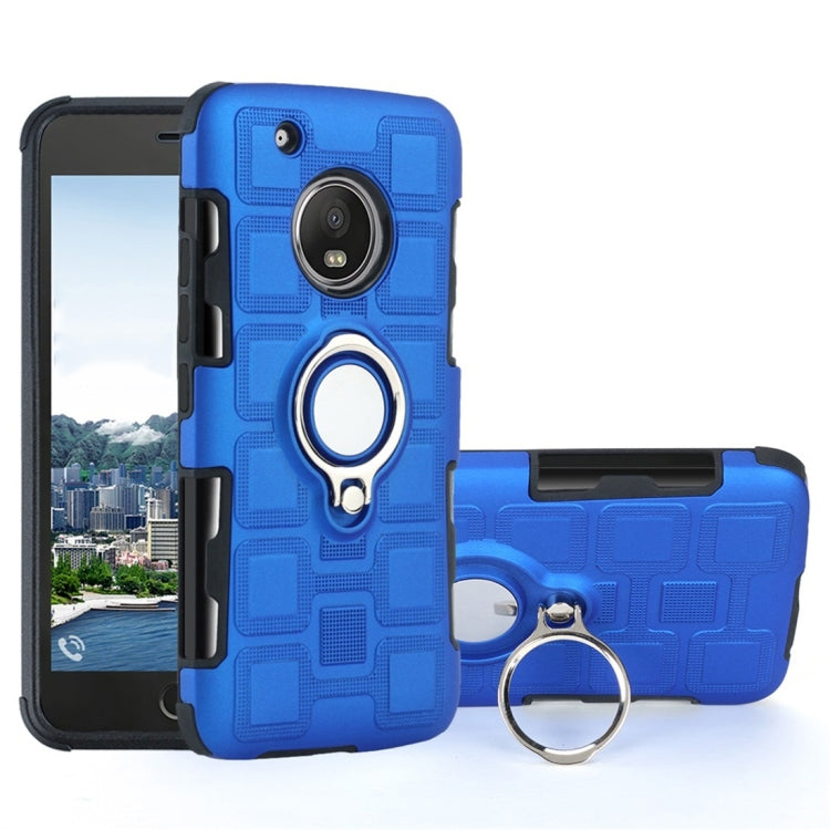 For Motorola Moto G5 Plus 2 In 1 Cube PC + TPU Protective Case with 360 Degrees Rotate Silver Ring Holder