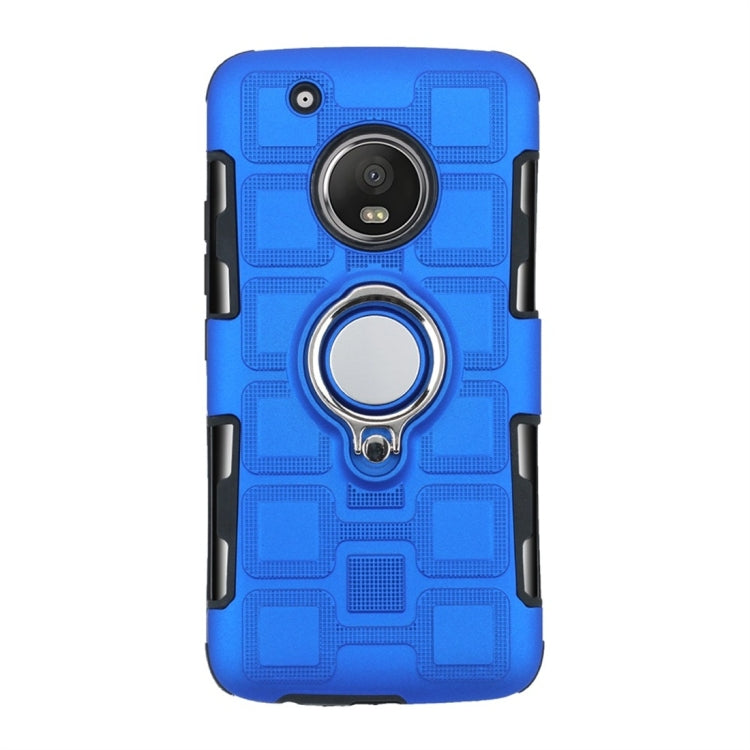For Motorola Moto G5 Plus 2 In 1 Cube PC + TPU Protective Case with 360 Degrees Rotate Silver Ring Holder